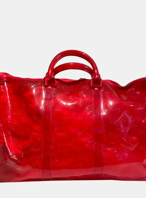 Louis Vuitton Keepall 50 Red Monogram PVC Duffle Bag