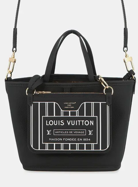 Louis Vuitton Neverfull Inside Out BB Noir Monogram Canvas Grained Leather Tote Bag