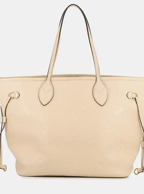 Louis Vuitton Neverfull MM Creme Monogram Empreinte Leather Tote Bag