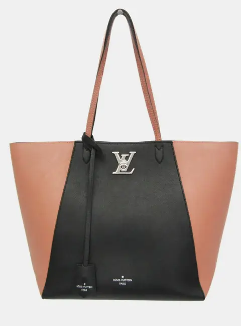 Louis Vuitton Lockme Cabas Black Pink Calfskin Leather Tote Bag