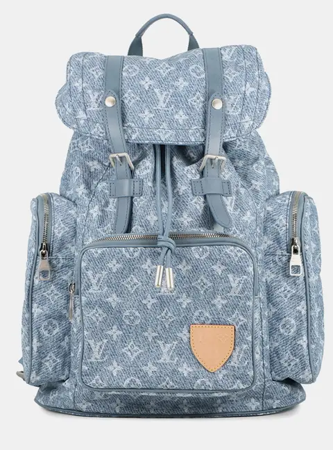 Louis Vuitton Christopher Cargo Blue Monogram Nylon Denim Backpack Bag