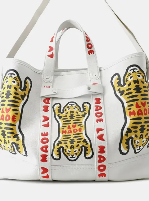 Louis Vuitton White Leather LV Made Nigo Collaboration Trolley Tote Bag