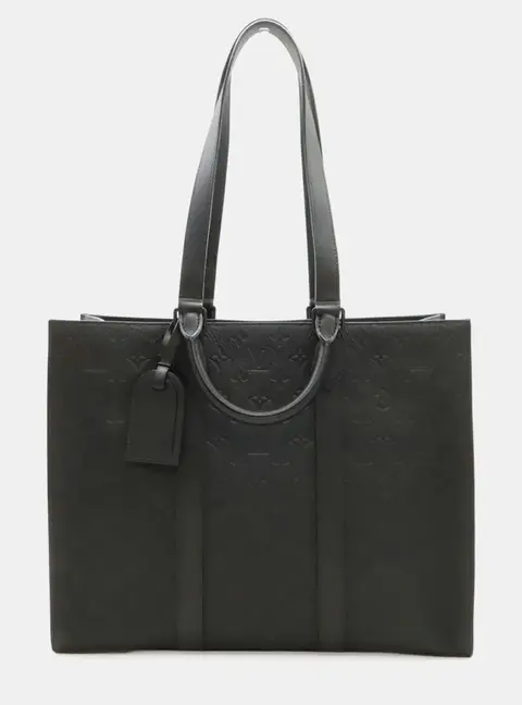 Louis Vuitton Sac Plat 24H Black Taurillon Monogram Leather Tote Bag