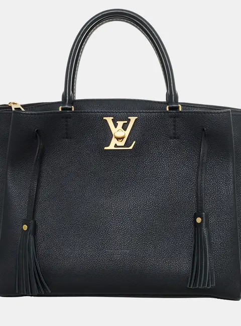 Louis Vuitton Lockmeto Black Calfskin Leather Top Handle Bag