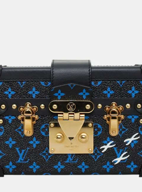 Louis Vuitton Petite Malle Blue Monogram Canvas Top Handle Bag