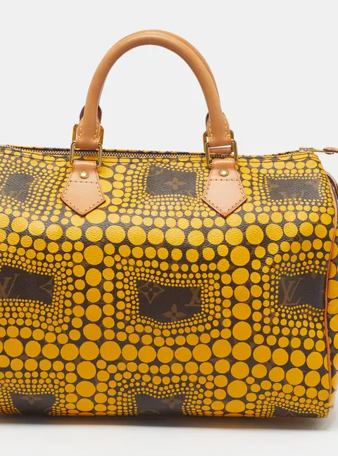 Louis Vuitton x Yayoi Kusama Speedy 30 Yellow Monogram Canvas Bag