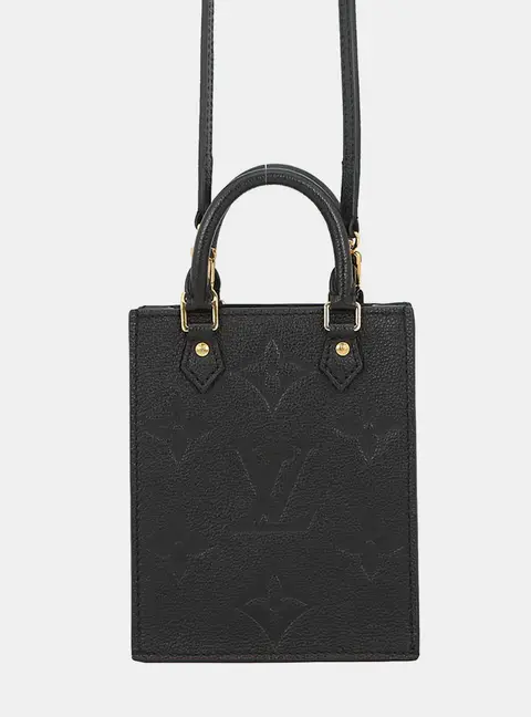 Louis Vuitton Petit Sac Plat Noir Monogram Empreinte Leather Crossbody Bag