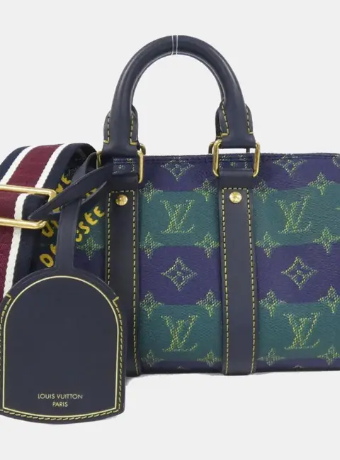 Louis Vuitton Monogram Heritage Keepall Bandouliere 25 Blue Stripes Monogram Canvas Boston Bag