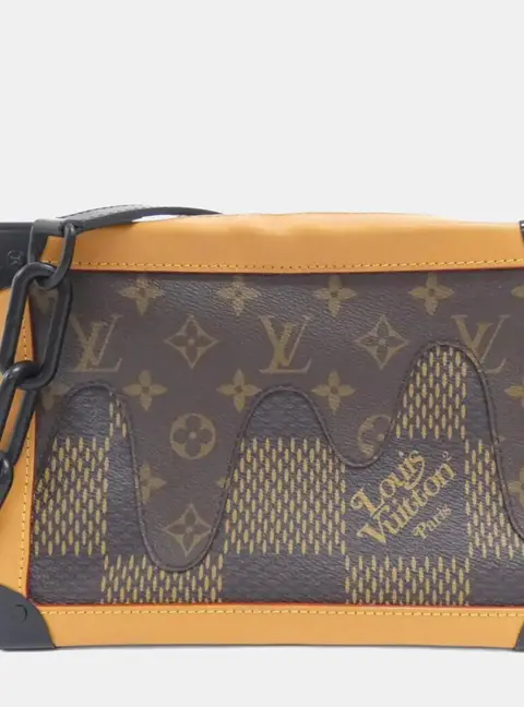 Louis Vuitton Nigo Damier Giant Brown Monogram Canvas Vachetta Leather Soft Trunk Crossbody Bag