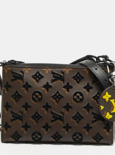Louis Vuitton Triangle Tuffetage Black Monogram Canvas and Leather Bag