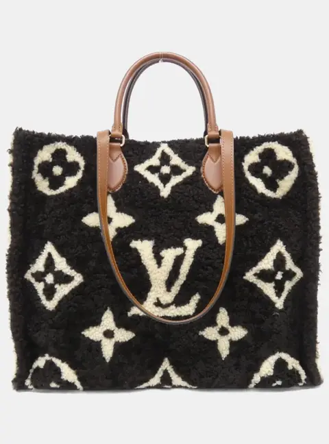 Louis Vuitton Monogram Teddy OnTheGo GM Brown Shearling Leather Tote Bag