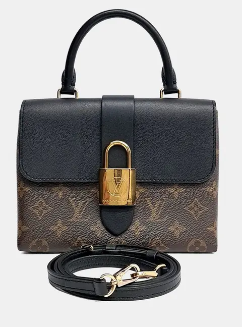 Louis Vuitton Rocky BB Monogram Canvas Black Leather Top Handle Bag