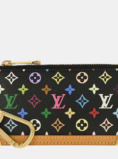 Louis Vuitton Pochette Cles Black Monogram Multicolor Canvas Coin Case Bag