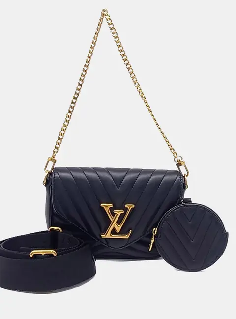 Louis Vuitton New Wave Multi Pochette MM Black Calfskin Leather Crossbody Bag
