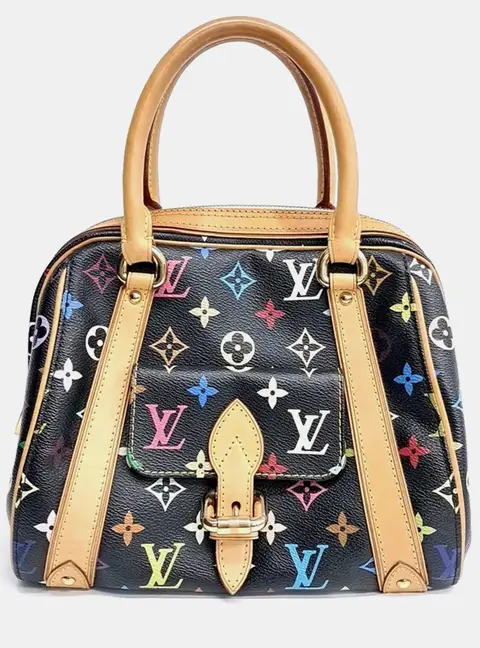 Louis Vuitton Priscilla Black Monogram Multicolor Canvas Top Handle Bag