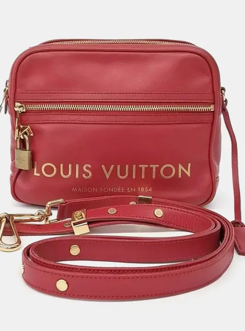 Louis Vuitton Red Leather Cube Flight Takeoff Bag GHW
