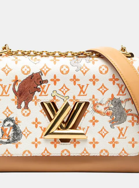 Louis Vuitton Grace Coddington Catogram Twist MM White Monogram Canvas Crossbody Bag