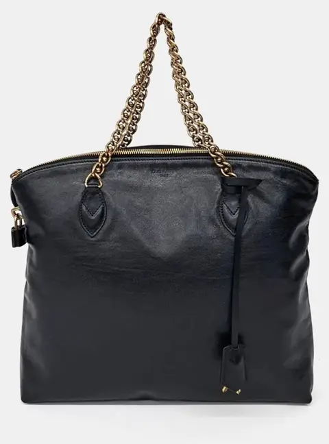 Louis Vuitton Black Leather Lockit Chain Bag