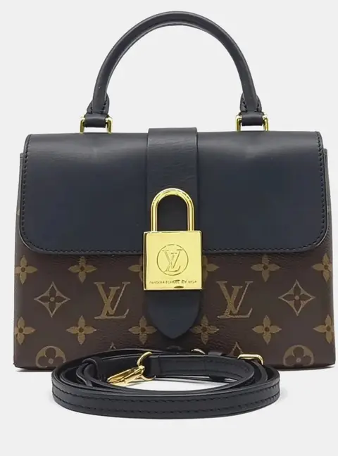 Louis Vuitton Rocky BB PM Brown Monogram Canvas Black Cowhide Leather Top Handle Bag