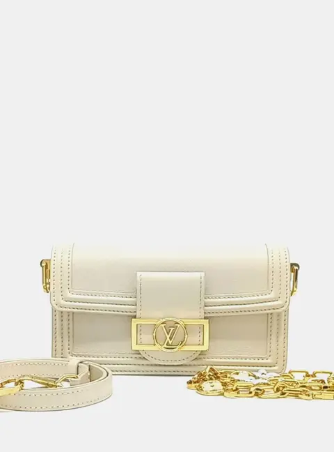 Louis Vuitton Dauphine East West PM White Leather Crossbody Bag