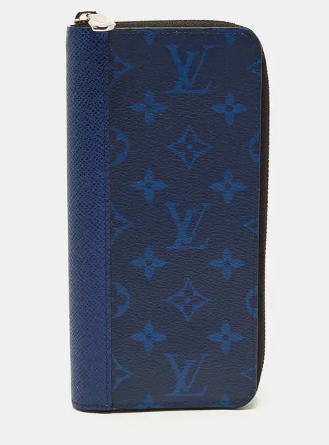 Louis Vuitton Zippy Cobalt Taigarama Canvas Vertical Wallet