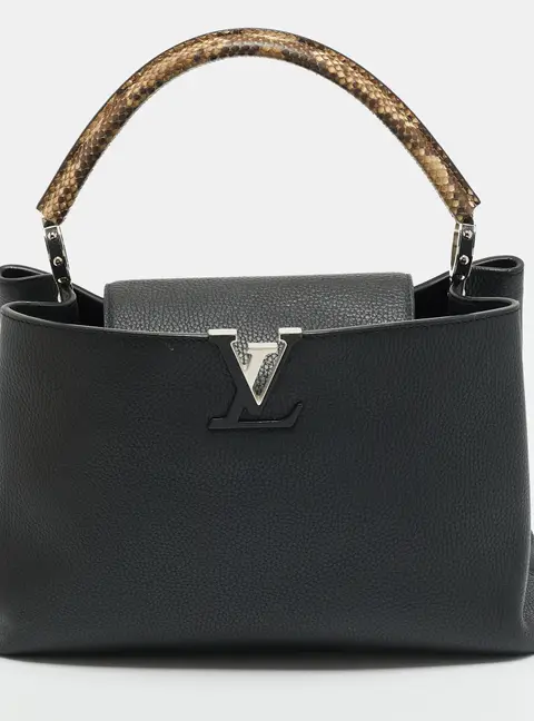 Louis Vuitton Capucines MM Black/Beige Leather and Python Bag