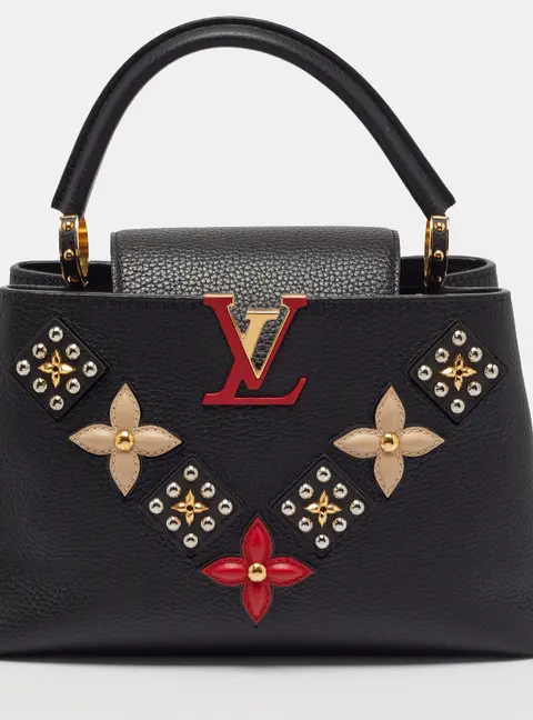 Louis Vuitton Capucines Flower Smile PM Black Leather Bag