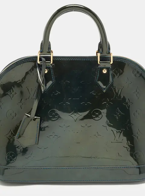 Louis Vuitton Alma Bleu Nuit PM Monogram Vernis Satchel