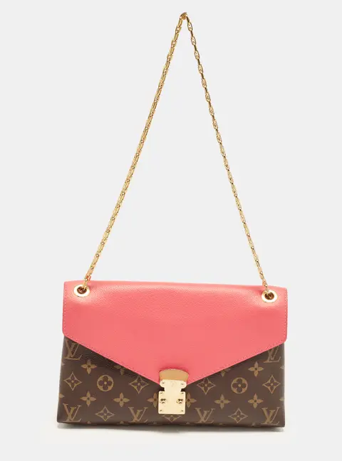 Louis Vuitton Pallas Chain Rose Litchi Monogram Canvas Bag