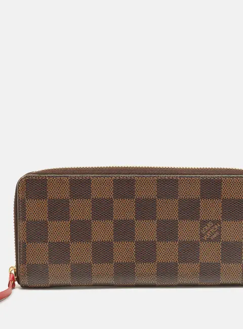 Louis Vuitton Clemence Cherry Damier Ebene Canvas Zip Around Wallet