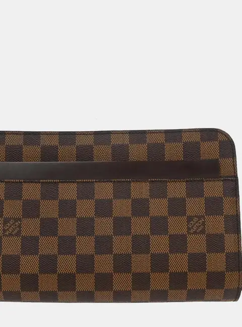 Louis Vuitton Pochette Saint Louis Damier Ebene Brown Coated Canvas Clutch Bag