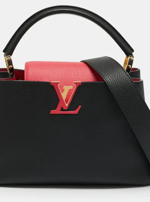 Louis Vuitton Capucines MM Black/Rose Berlingot Taurillon Leather Top Handle Bag