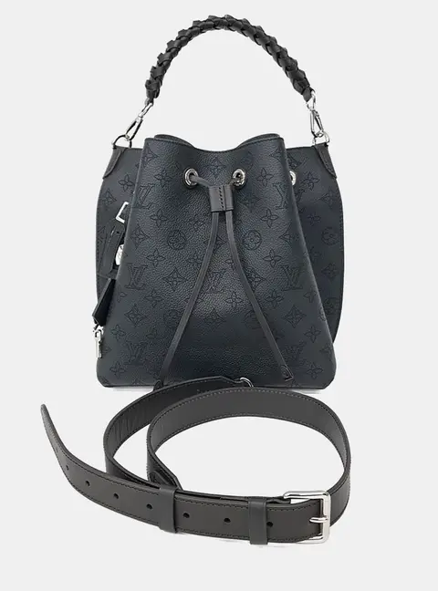 Louis Vuitton Muria Black Mahina Calfskin Leather Top Handle Bag
