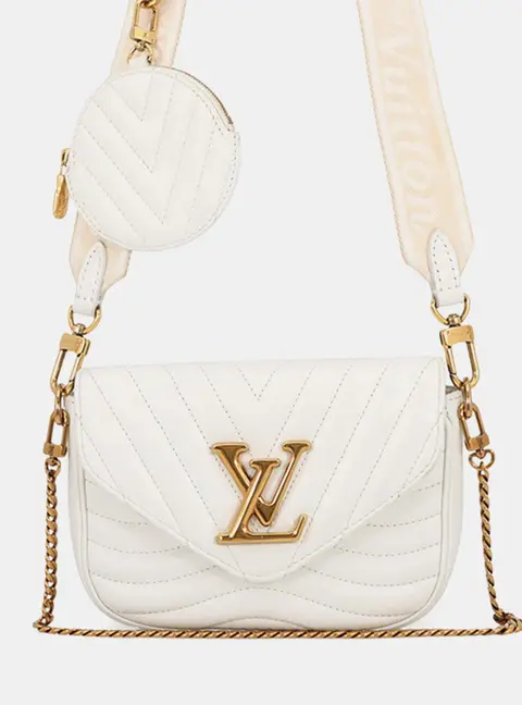 Louis Vuitton New Wave Multi Pochette MM White Quilted Calfskin Leather Crossbody Bag