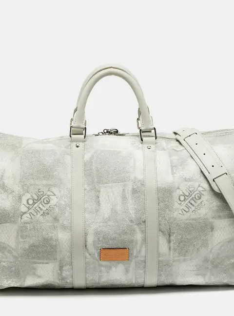 Louis Vuitton Keepall Bandouli&egrave;re 50 Stone Grey Damier Salt Canvas Duffel Bag