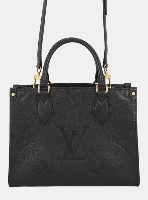 Louis Vuitton Onthego PM Noir Monogram Empreinte Leather Top Handle Bag