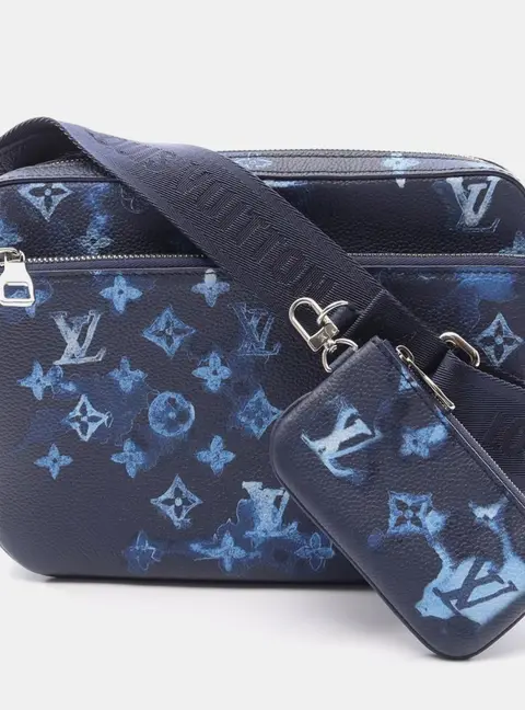 Louis Vuitton Trio Navy Blue Monogram Ink Watercolor Messenger Bag