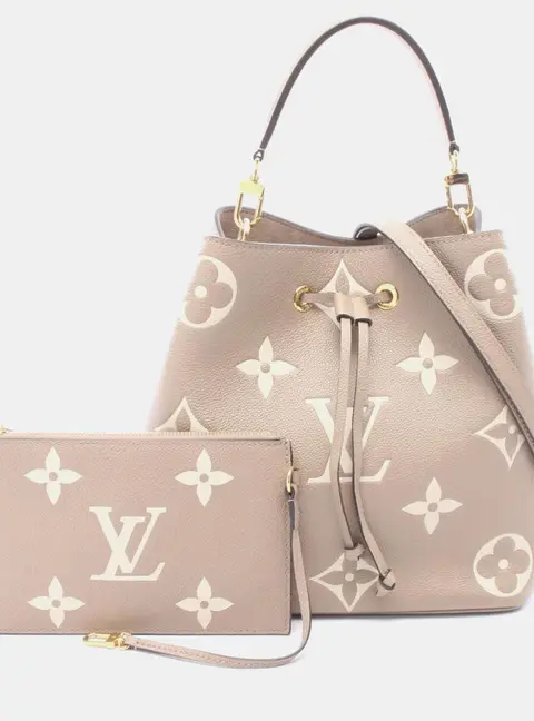 Louis Vuitton NeoNoe MM Bicolor Beige Monogram Empreinte Leather Bucket Bag