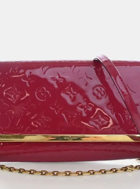 Louis Vuitton Ana Magenta Monogram Vernis Leather Clutch Bag