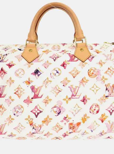 Louis Vuitton Monogram Watercolor Speedy 30 White Monogram Canvas Top Handle Bag