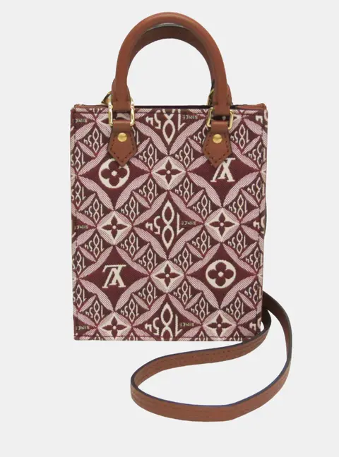 Louis Vuitton Since 1854 Petit Sac Plat Bordeaux Monogram Jacquard Canvas Top Handle Bag