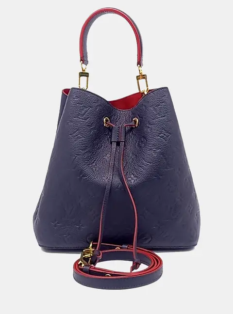 Louis Vuitton NeoNoe MM Navy Blue Monogram Empreinte Leather Bucket Bag