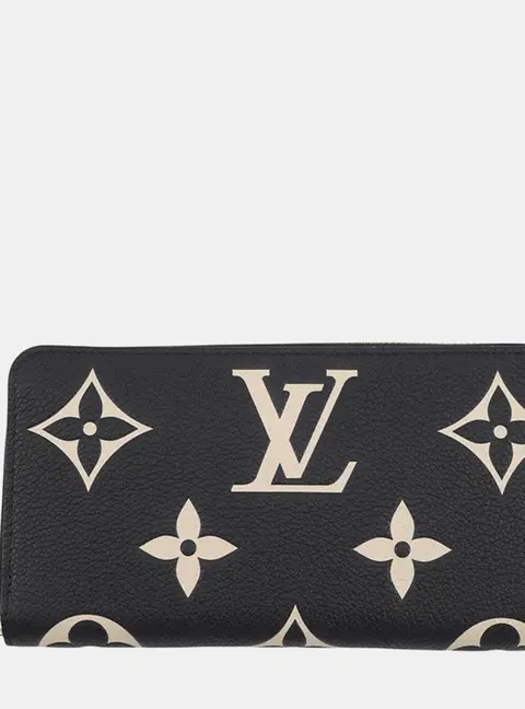 Louis Vuitton Zippy Black Beige Bicolor Monogram Empreinte Leather Wallet Bag