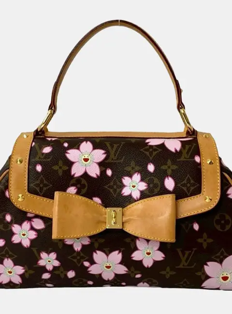 Louis Vuitton Sac Retro PM Monogram Cherry Blossom Brown Canvas Vachetta Leather Top Handle Bag