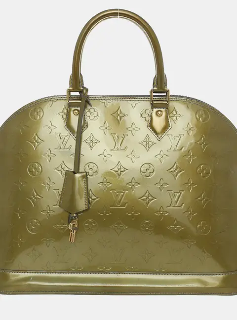 Louis Vuitton Alma GM Olive Monogram Vernis Patent Leather Top Handle Bag