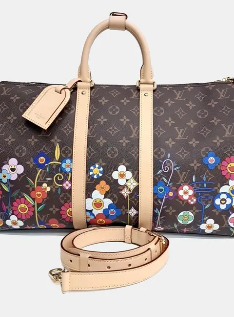Louis Vuitton Keepall Bandouliere 45 Brown Monogram Canvas Leather Travel Bag