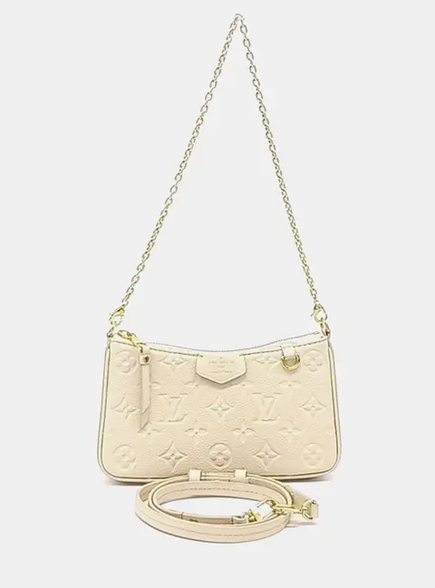 Louis Vuitton Easy Pouch On Strap Cream Empreinte Leather Pouch Bag