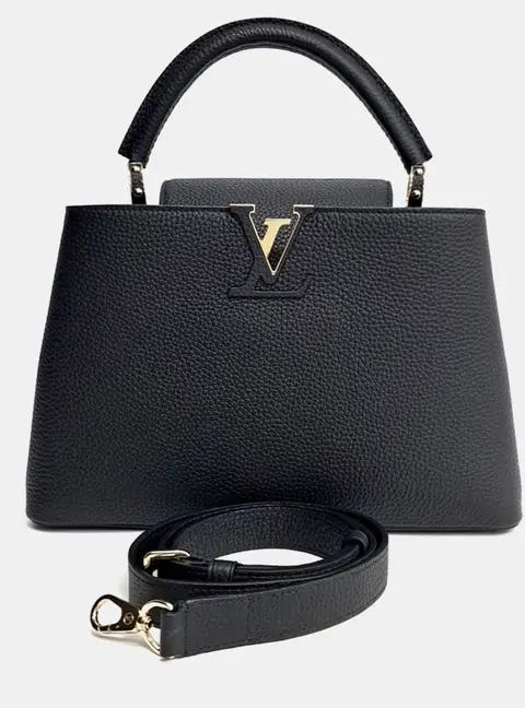 Louis Vuitton Capucines MM Black Taurillon Leather Top Handle Bag