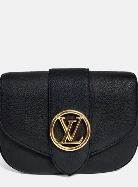 Louis Vuitton Pont Neuf Soft PM Black Grained Calfskin Leather Shoulder Bag