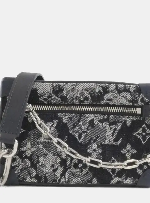 Louis Vuitton Mini Soft Trunk Monogram Tapestry Canvas Navy Blue Shoulder Bag